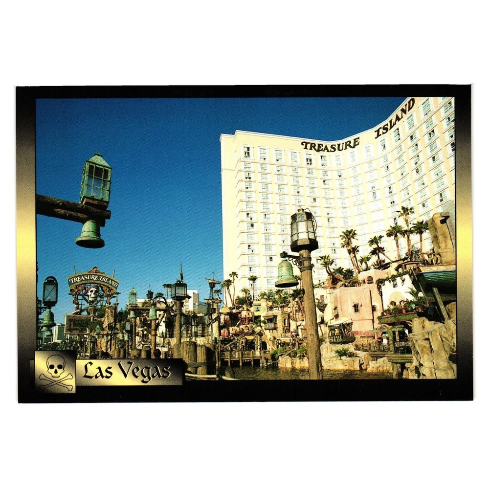 Vintage Postcard Treasure Island Pirate Theme Hotel Casino Vacation 2US NV 429